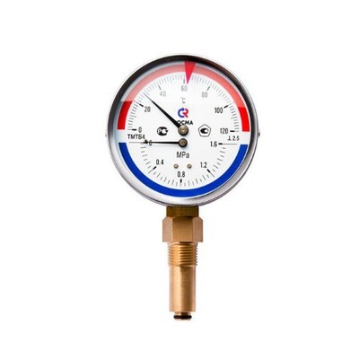 Термоманометр ТМТБ-4 (0…0,6МПа/120гр.С) 100мм, L=64, 1/2, к.т-2.5 - Интернет-магазин строительных материалов в Екатеринбурге-NOVA Prom Group 